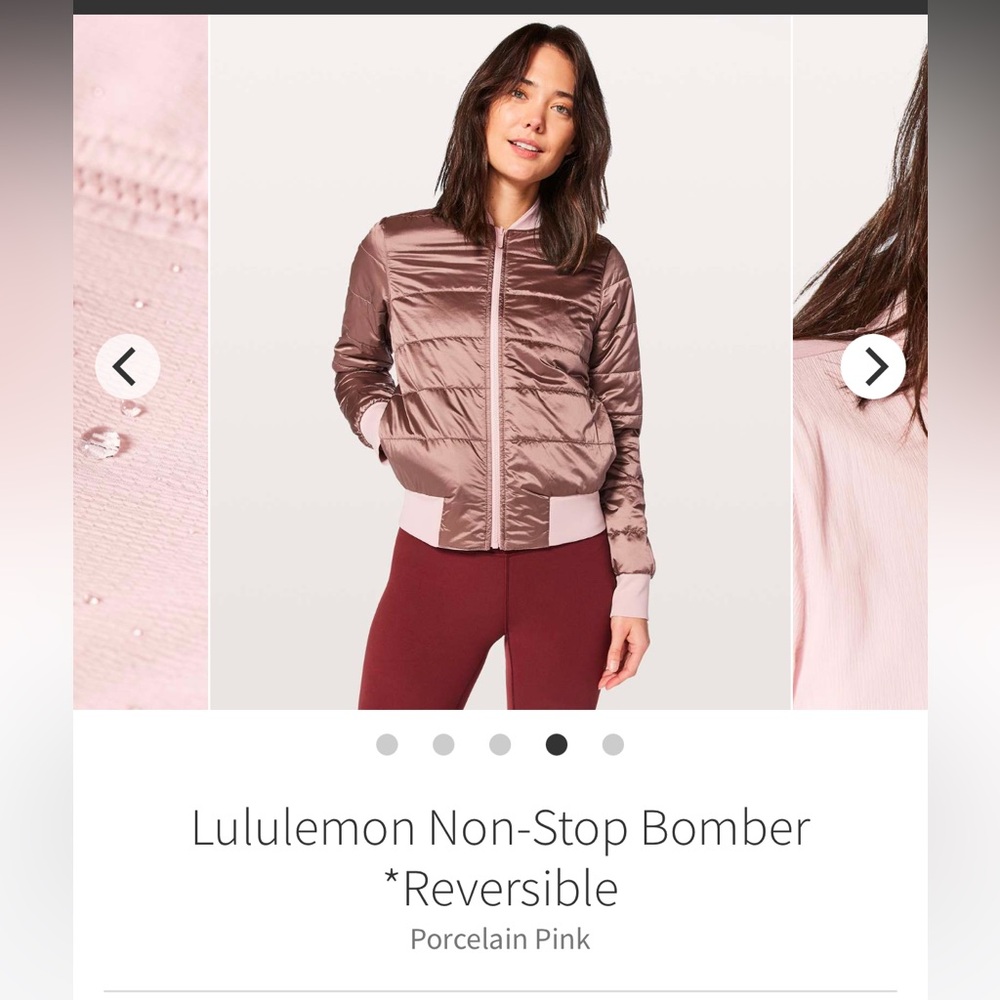 Lululemon Reversible Bomber Jacket 8 Mauve